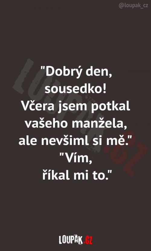  Potkají se dvě sousedky před domem: 