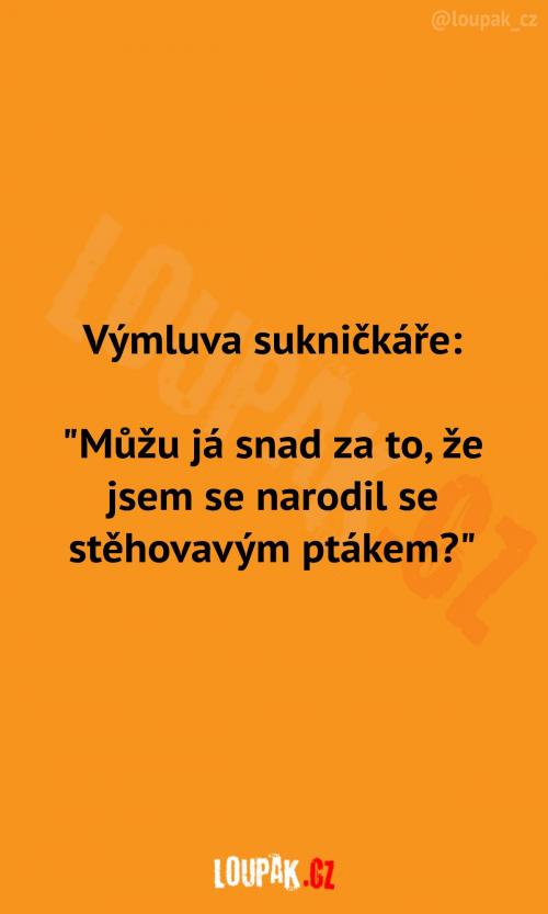  Nejlepší výmluva sukničkáře 