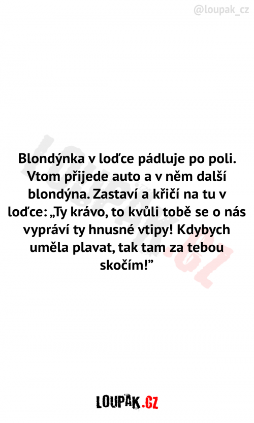  Blondýnka v loďce pádluje po poli 