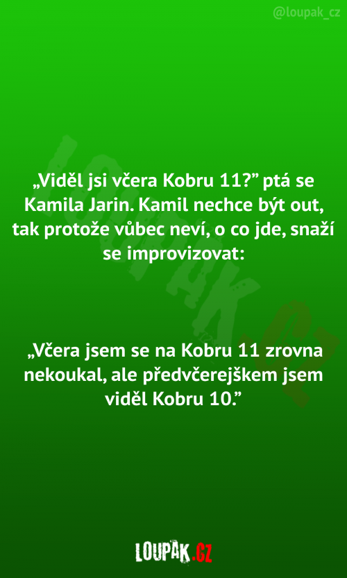 Viděl jsi včera Kobru 11?