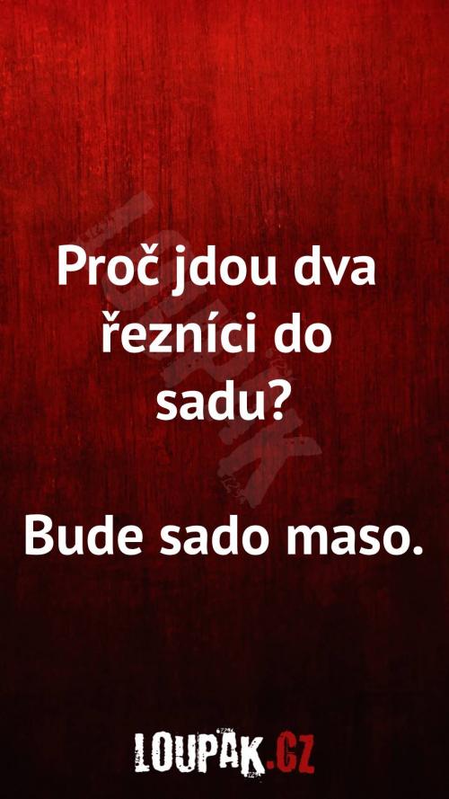 Proč jdou dva řezníci do sadu