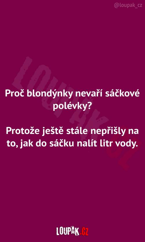 Proč blondýnky nevaří polévky v sáčku