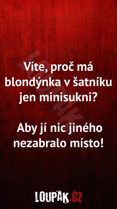  Proč má blondýnka v šatníku jen minisukni 