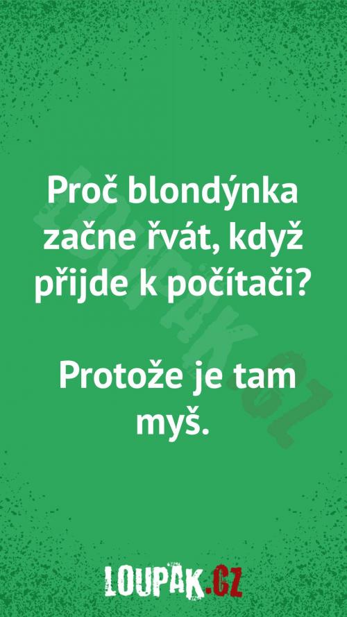  Proč blondýnka  začne řvát, když přijde k počítači 