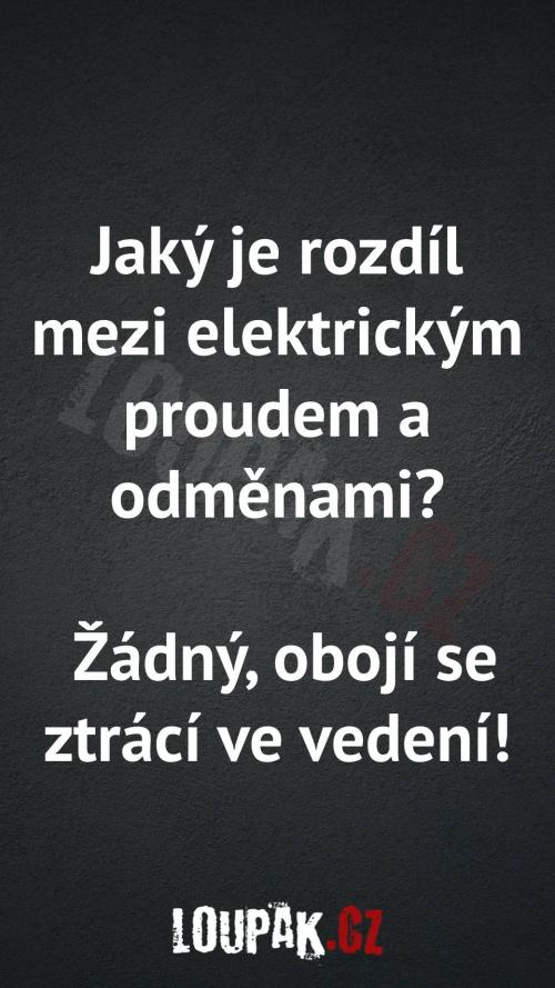  Rozdíl mezi elektrickým proudem a odměnami 