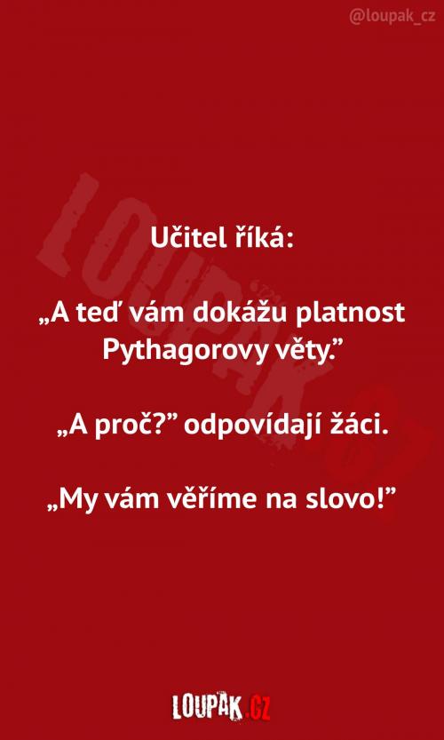  Platnost Pythagorovy věty 