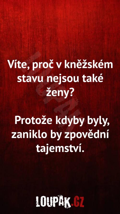  Proč v kněžském stavu nejsou také ženy 