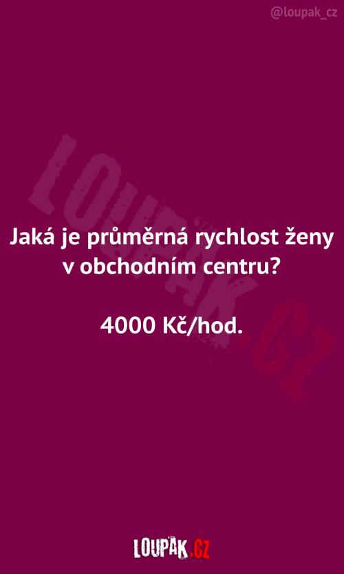  Průměrná rychlost v obchodním centru 