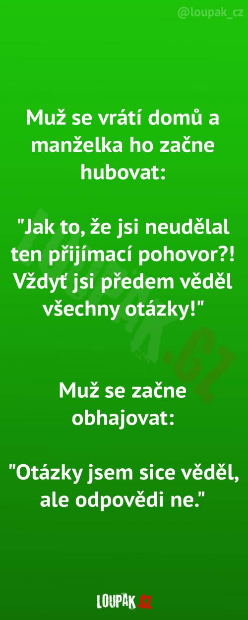  Proč nezvládl přijímací pohovor 