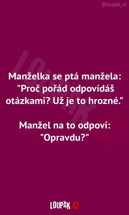  Manžel stále odpovídá otázkami 