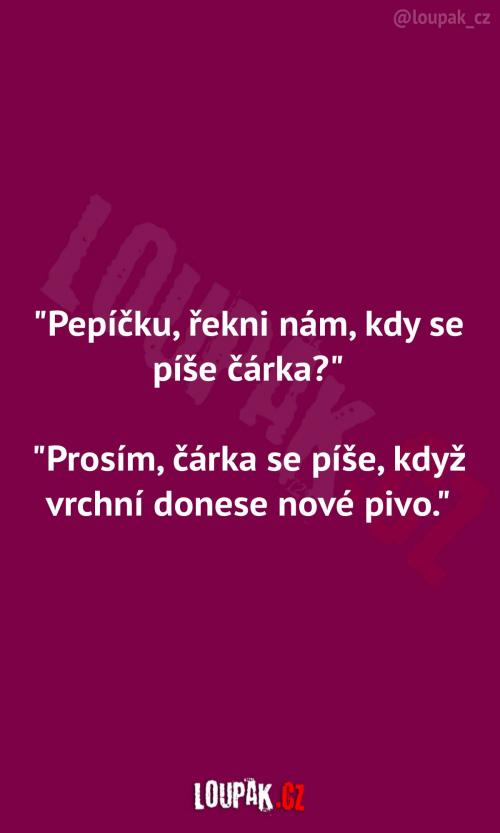 Kdy se píše čárka podle Pepíčka