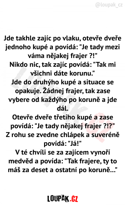  Zajíc jde takhle po vlaku 