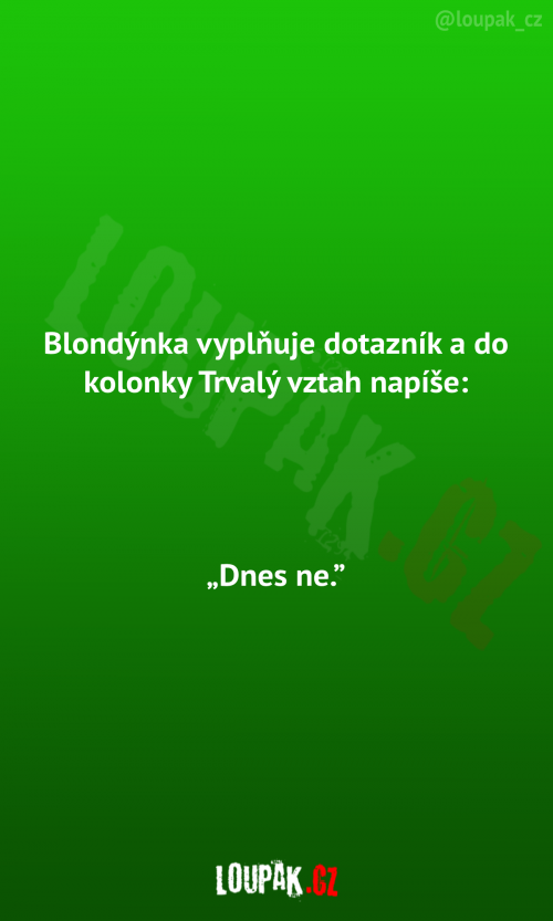  Blondýnka vyplňuje dotazník 