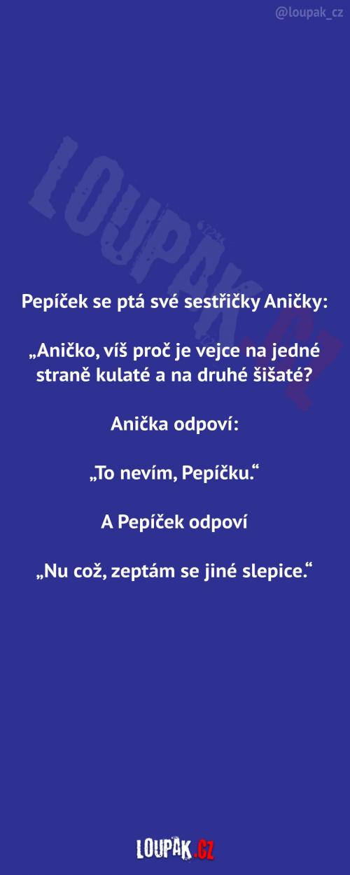 Pepíček se ptá se sestřičky