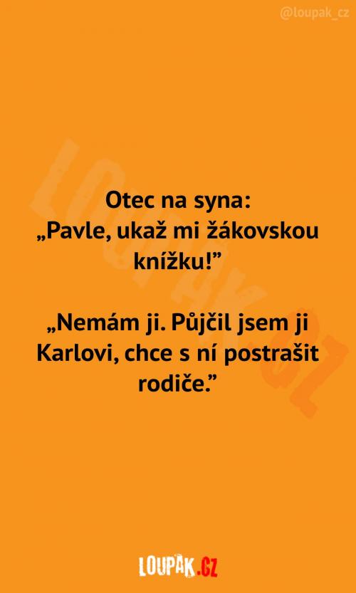  Pavel půjčil žákovskou kamarádovi 