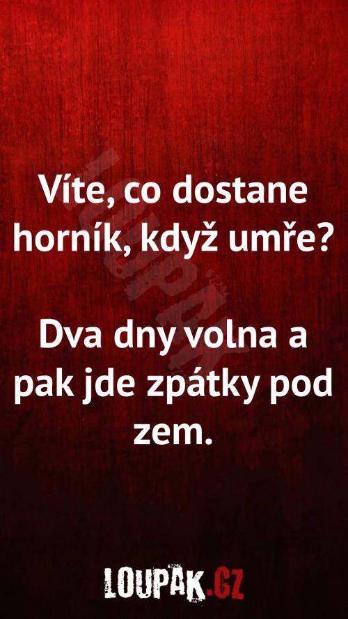  Co dostane horník, když umře 