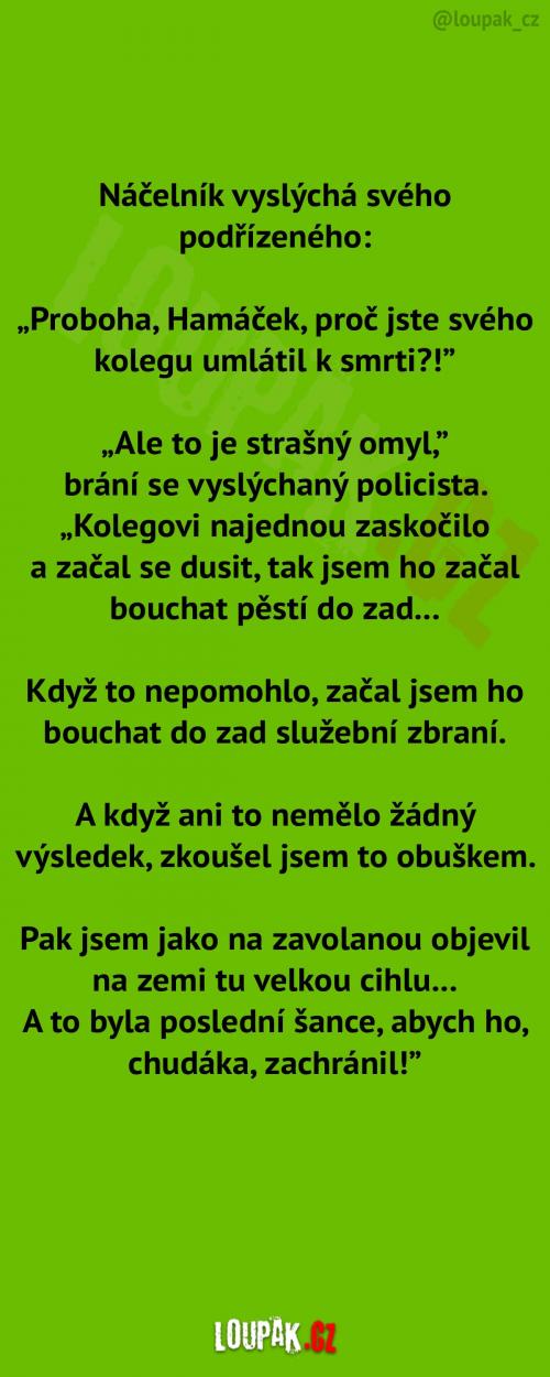 Policista chtěl zachránit svého kolegu...