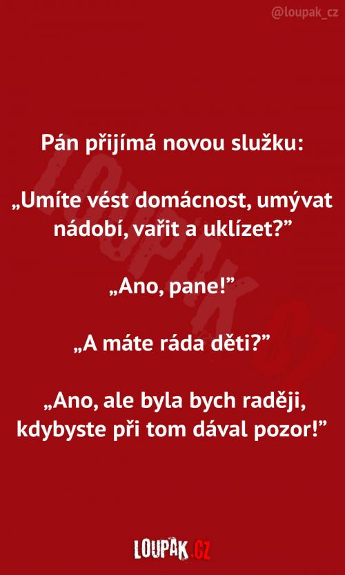  Příjem nové pomocnice 