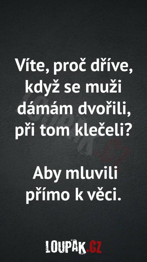 Proč dříve, když se muži dámám dvořili při tom klečeli  Proč dříve, když se muži dámám dvořili při tom klečeli