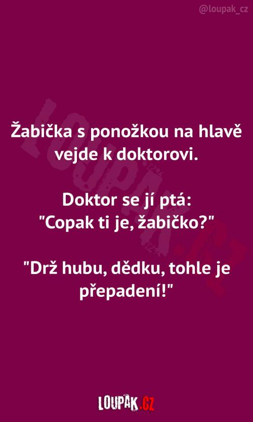 Žabička s ponožkou na hlavě