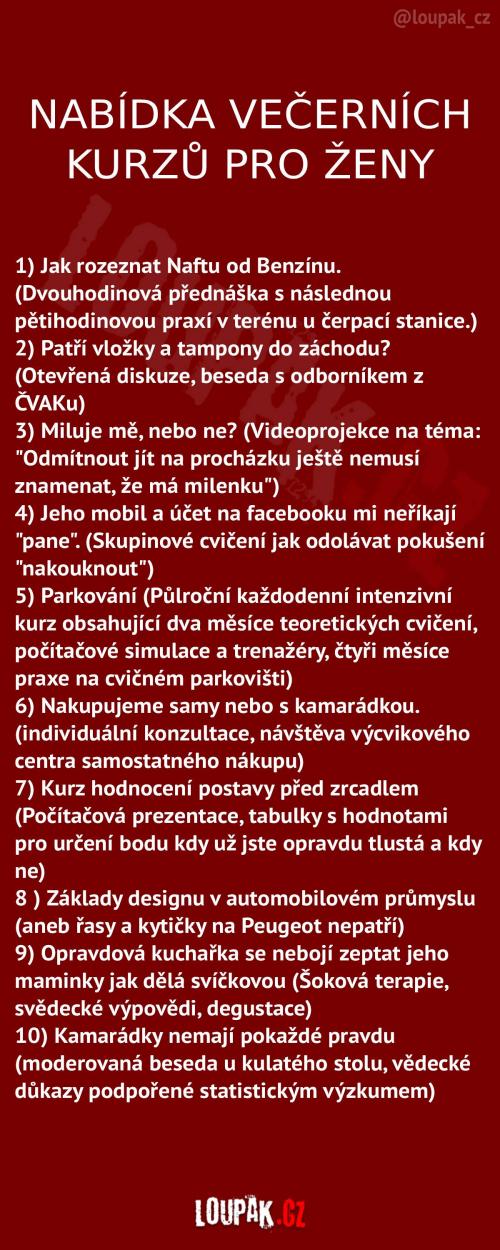  Večerní kurzy pro ženy 