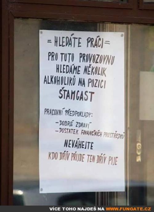  Hledáte práci - pro tuto provozovnu 