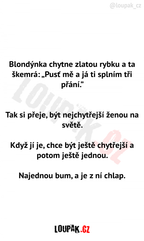 Blondýnka chytne zlatou rybku