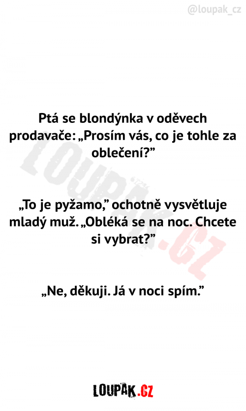 Blondýnka se ptá prodavače