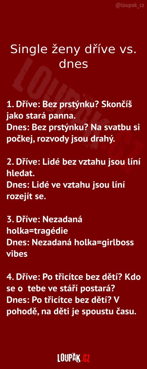  Single ženy dříve vs. dnes 