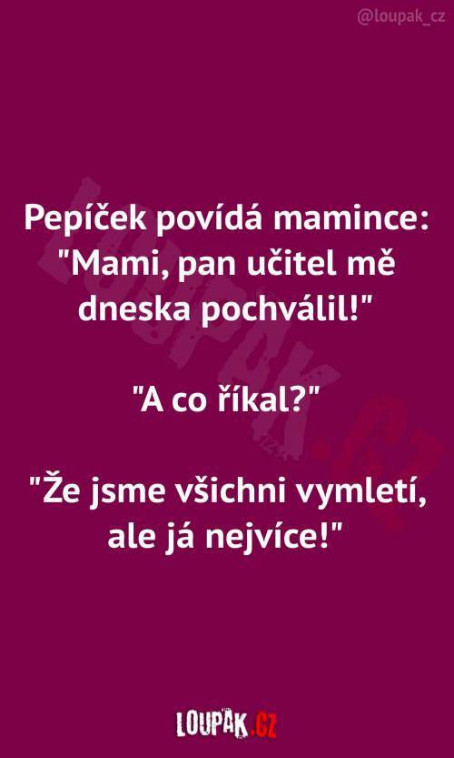  Pepíček si z toho udělal pochvalu 