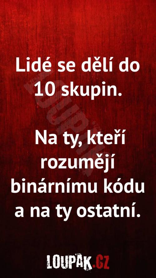 Lidé se dělí do několika skupin