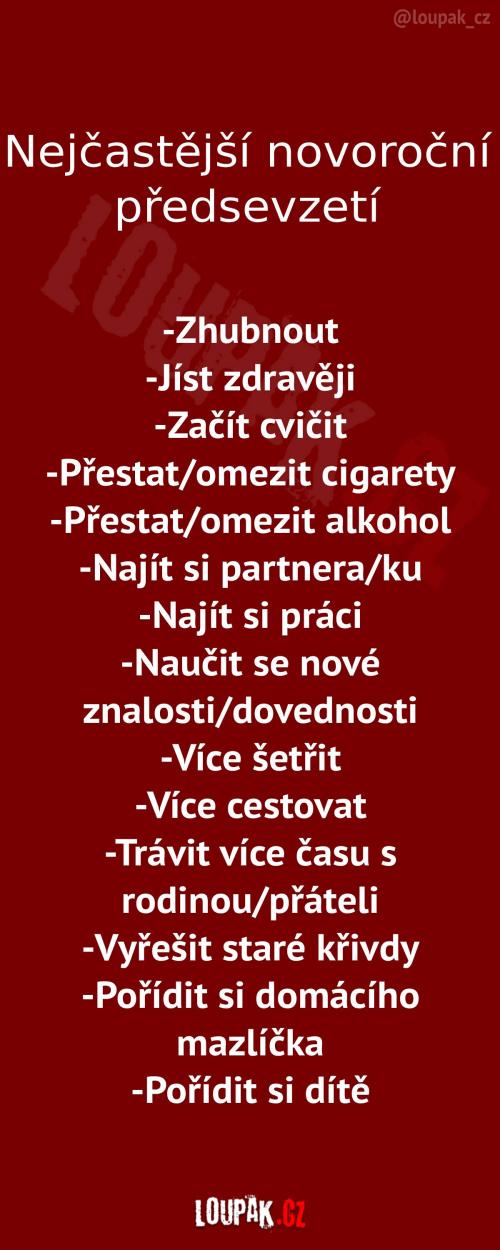 Nejčastější novoroční předsevzetí Nejčastější novoroční předsevzetí