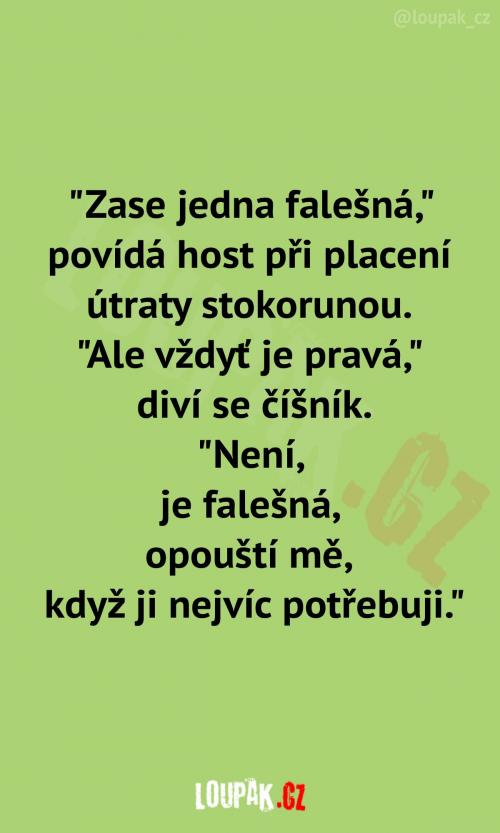 Zákazník a falešná bankovka: Zákazník a falešná bankovka: