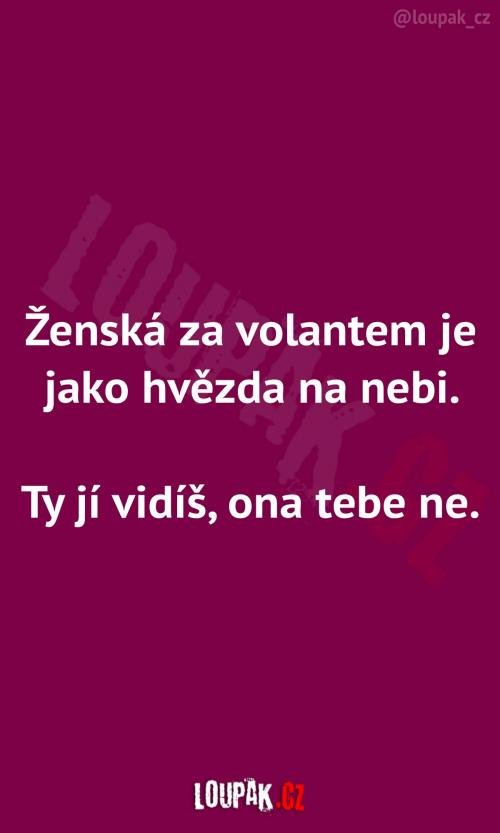  Žena za volantem jako hvězda na nebi 