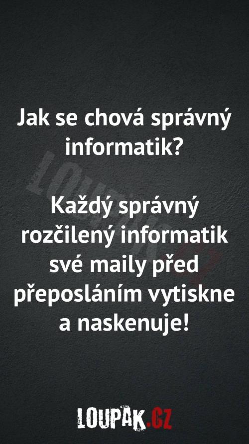 Jak se chová správný informatik Jak se chová správný informatik