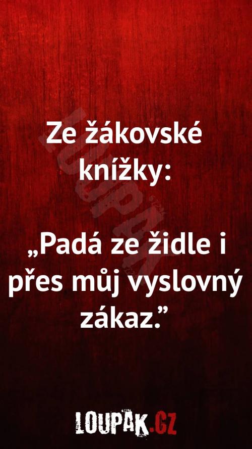 Tohle měl napsané v žákovské knížce Tohle měl napsané v žákovské knížce