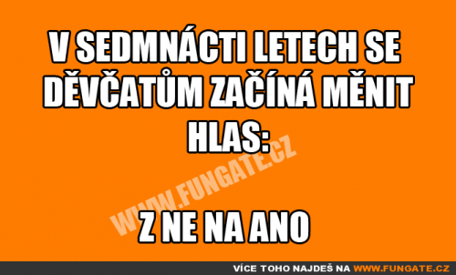 V sedmnácti letech děvčatům se začíná…