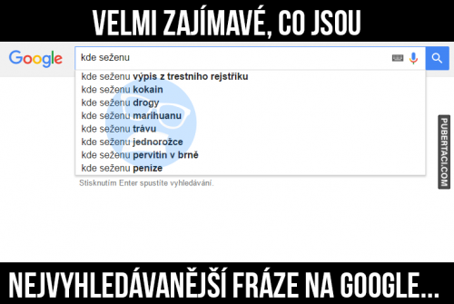  Nejvyhledávanější fráze na googlu 