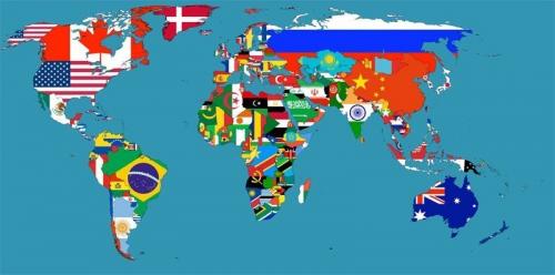  Vlajky států na mapě světa 