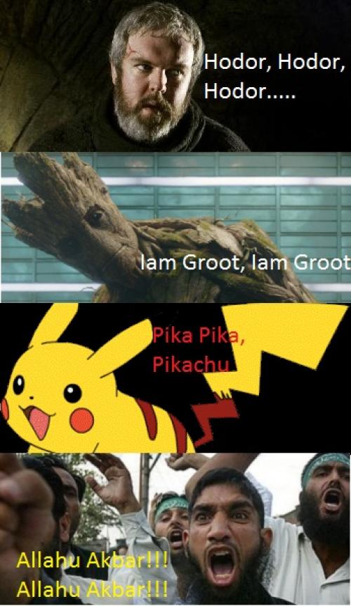  Hodor, Groot, Pikachu a muslim 