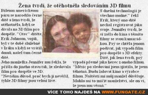 Žena tvrdí, že otěhotněla sledováním 3D filmu