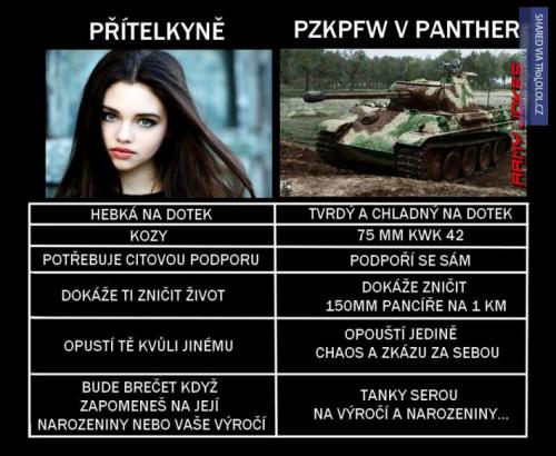  Víte, jaký je rozdíl mezi ženou a tankem? 
