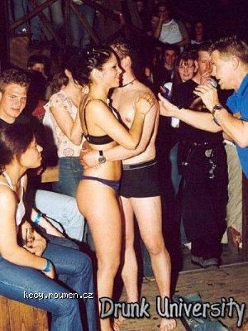  Drunk college girl dancing in underwear 