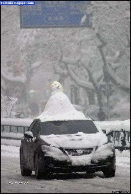  Snowman On The Car 