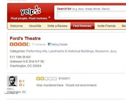 Lincoln Gives Ford 27s Theater Review on Yelp 