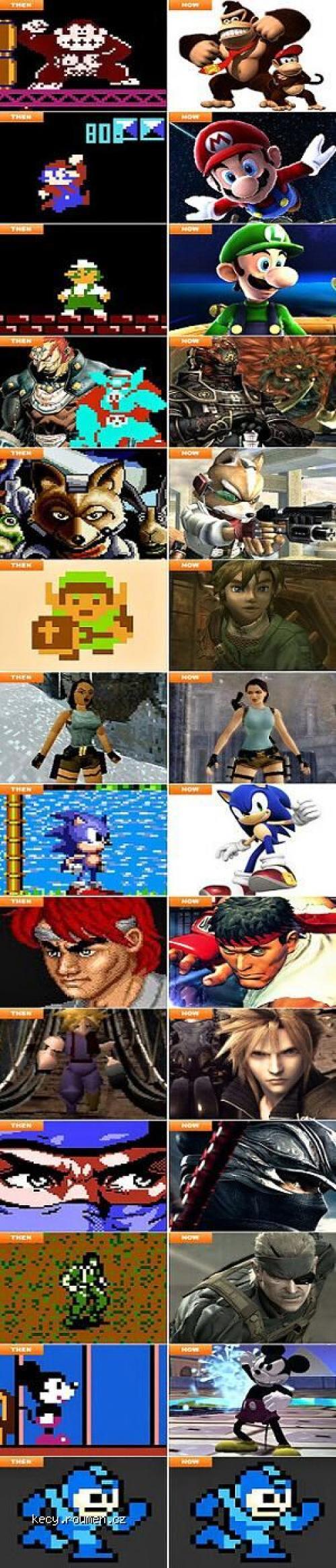 Videogame characters then and now