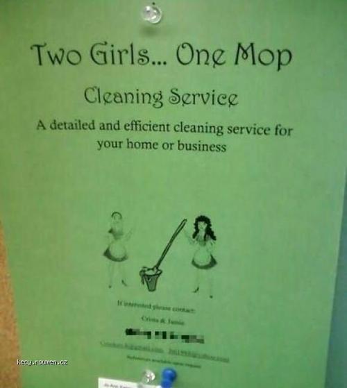  Two girls  one mop 