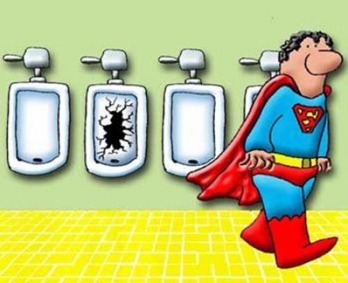 Jak to dopadá když jde ze záchodu superman?
