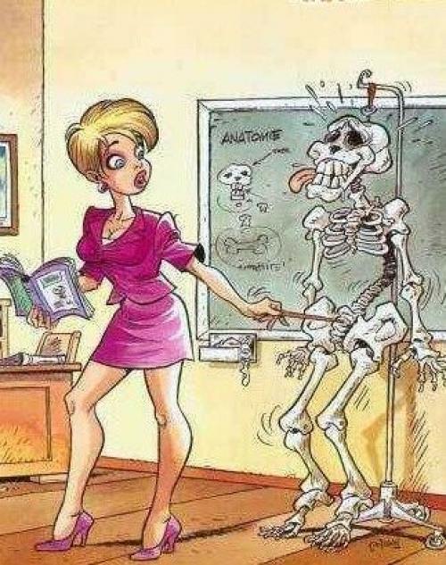Paní učitelka učí anatomii