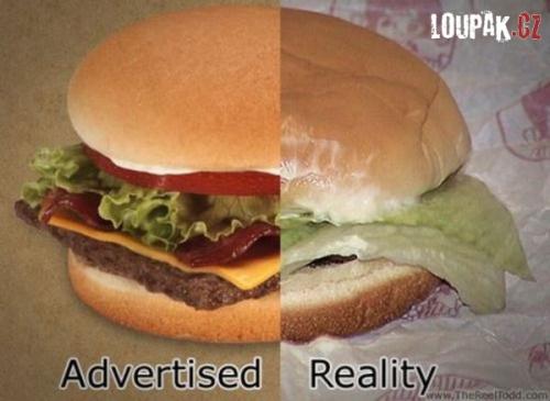 Očekávání hamburgeru vs. realita